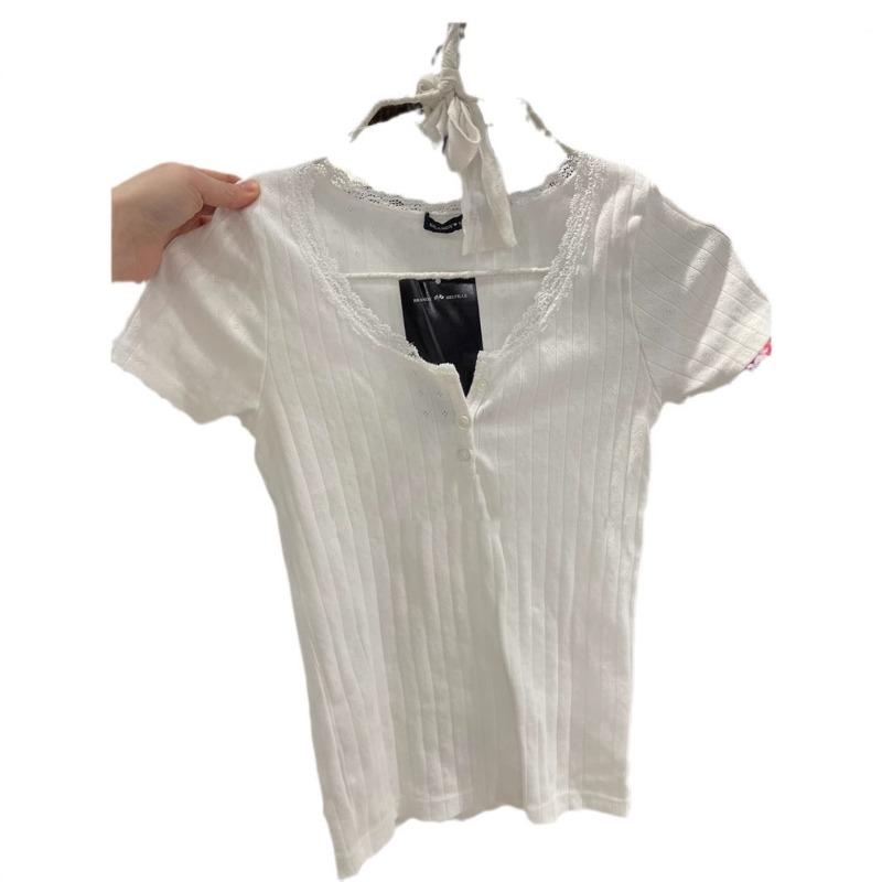 

Женская летняя блузка Spice Girls Кружевная футболка с короткими рукавами из чистого кружева Все Верх 2XL белый