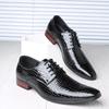 2025 New Men's Pointed Leather Shoes Hairstylist Trend Small Leather Shoes Glossy Stone Pattern British Korean Version Men's Shoes