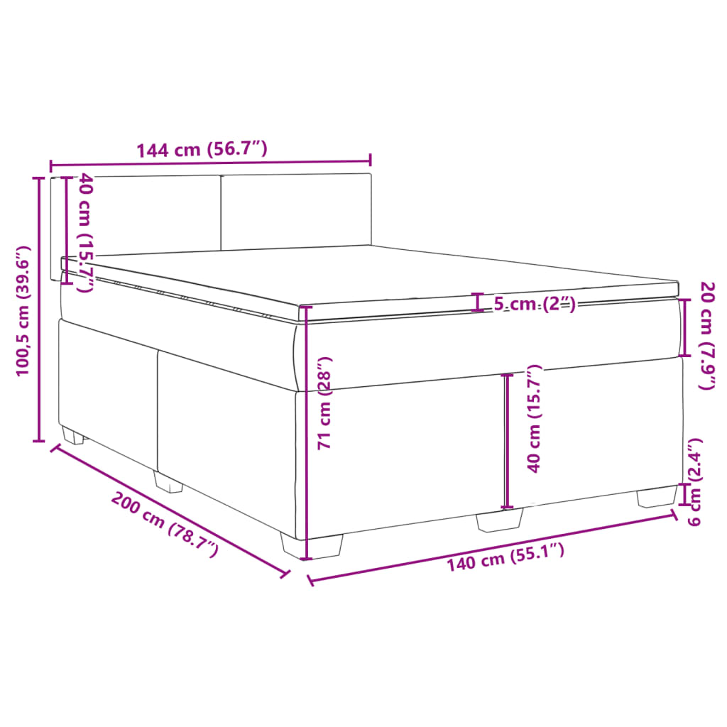 Box Spring Bed with Mattress Taupe 140 x 200 cm Fabric