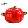 Ciotola da Zuppa con Coperchio, Manico Doppio, Zucca, Adatta al Microonde, Decorativa, Pratica, Regalo Cucina per Casa, Ciotola in Ceramica, Pentola Resistente al Calore per Stufati