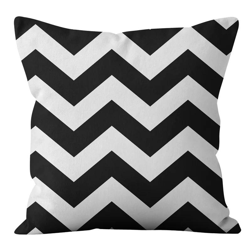 Rosa und schwarze geometrische Buchstaben bedruckte Sofakissenbezug Kissenbezug Heimdekoration Party Auto Bettwäsche