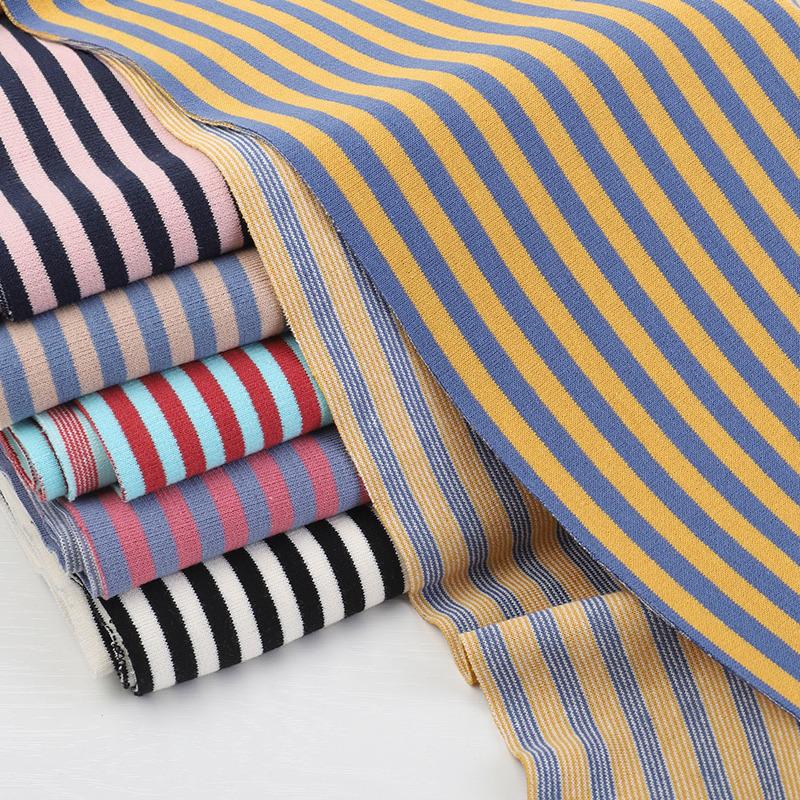 Rainbow Striped Cotton Elastic Knitted French Terry Fabric DIY For Sewing Hoodie Jacket Shirt Tissus By The Half Meter 610g/m