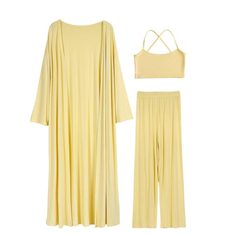 

Свободный кардиган в западном стиле, топ-ками, брюки, модный костюм-тройка Yellow Cardigan three-piece set L