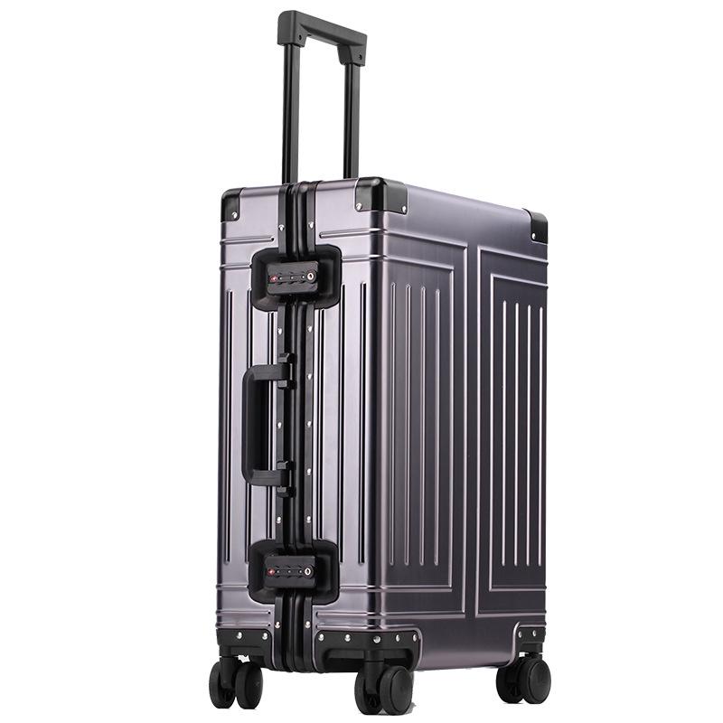 Aluminum-Magnesium Alloy Trolley Case: Universal Wheeled Luggage in 20”, 24”, 26”, 29” for Men and Women—Hard Shell Travel Suitcase