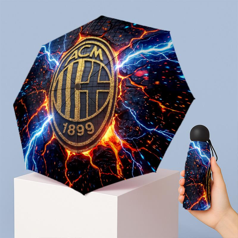 AC Milan Pattern Printed Mini 5 Folds 8 Ribs Compact Umbrella Windproof Waterproof Lightweight Portable Folding
