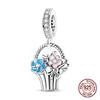 Copper Spring Delicate Flower Basket Pendants Charms Fits Genuine Charms Bracelet Women DoItYourself Jewellery Gifts