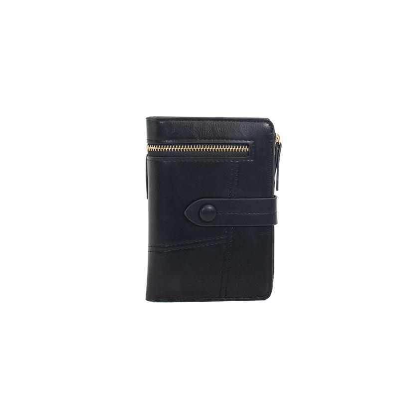 

2021 Korean Style Women s Short Folding Leather Wallet with Multi-Card Slots and Money Clip чорний