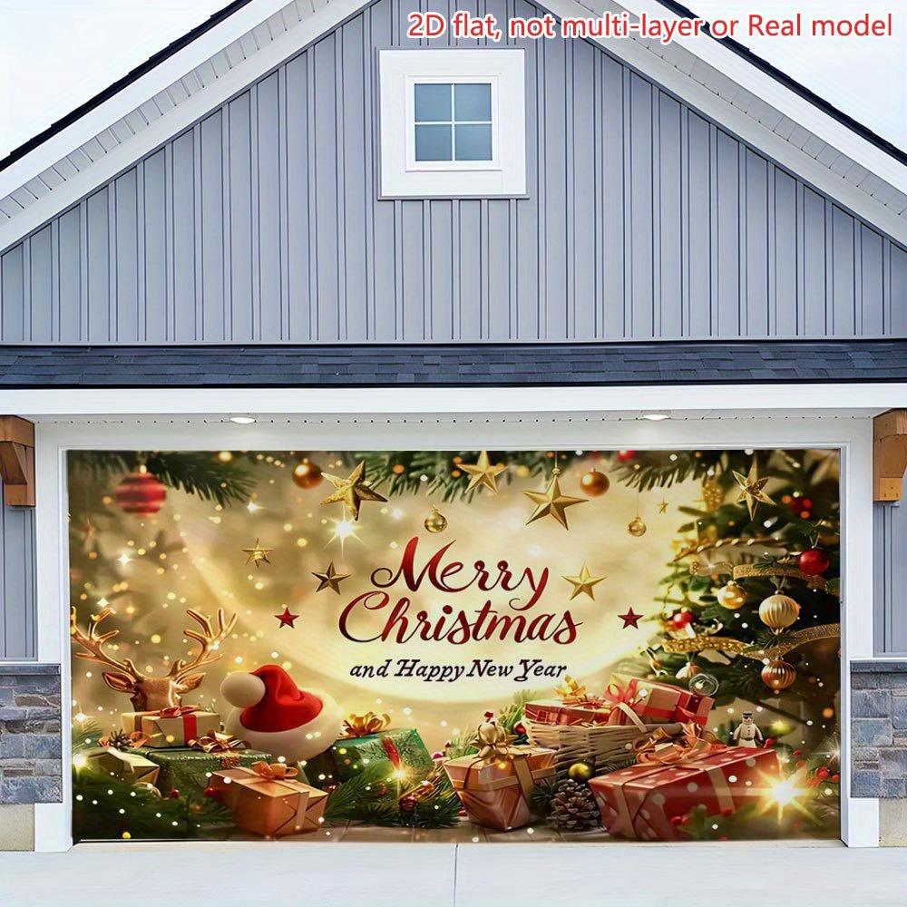 Oversized garage door banner suitable for 2D flat printing for Christmas parties for indoor and outdoor use