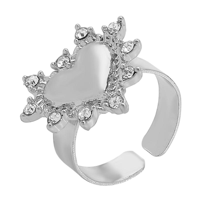 Romance Heart Water Drop Zircon Jewelry Set Featuring Necklace Earrings and Rings Accessory for Fashionable Ladies