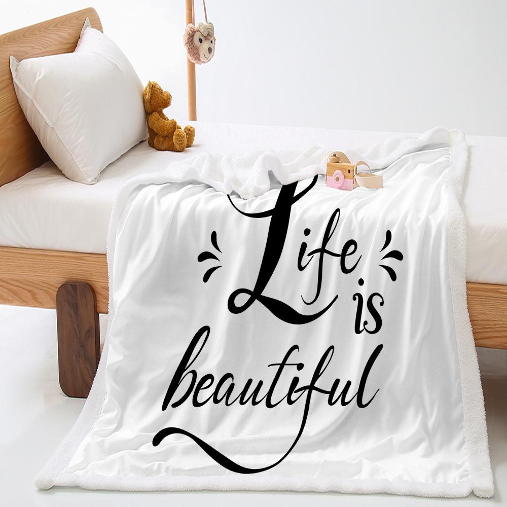 Letter black and white blanket ebay lamb wool crystal fleece blanket
