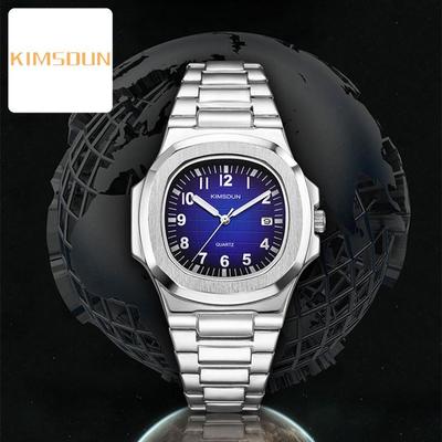 KIMSDUN Golden Shidon Markenuhr Explosion Edelstahlgürtel Herrenuhr Wasserdicht Leuchtende Sport Quarzuhr Herrenuhr