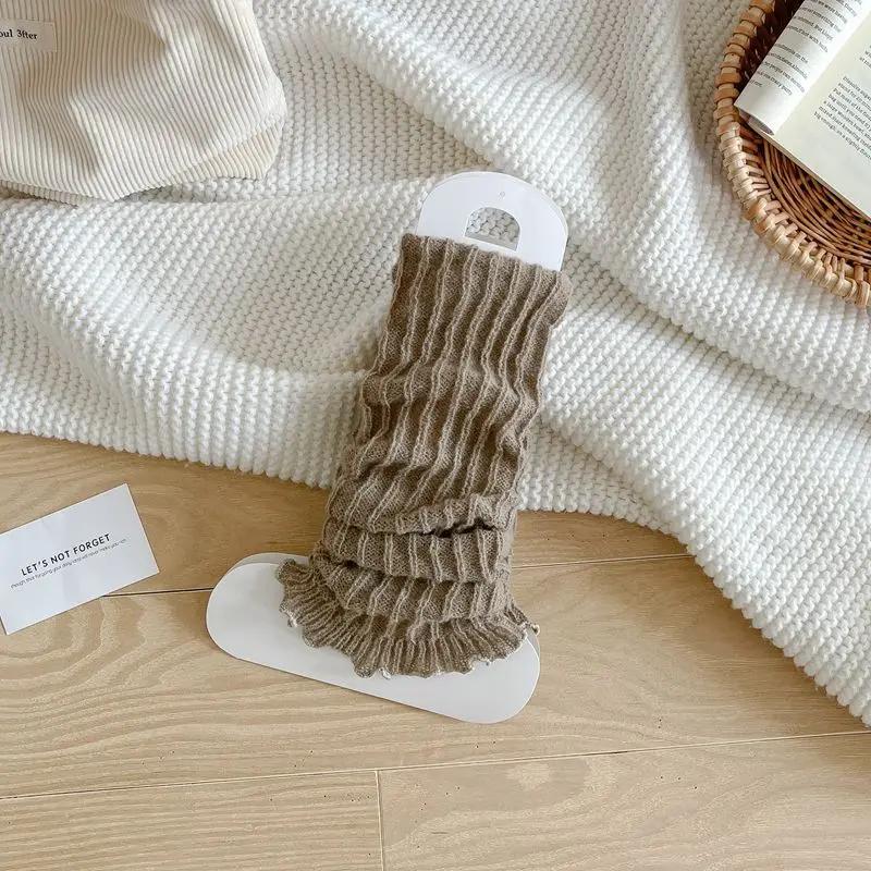 Leg Warmers Women Autumn and Winter Knitted Foot Cover Black White Long Socks JK Japanese Fashion Lolita Sweet Girls Leg Warmers