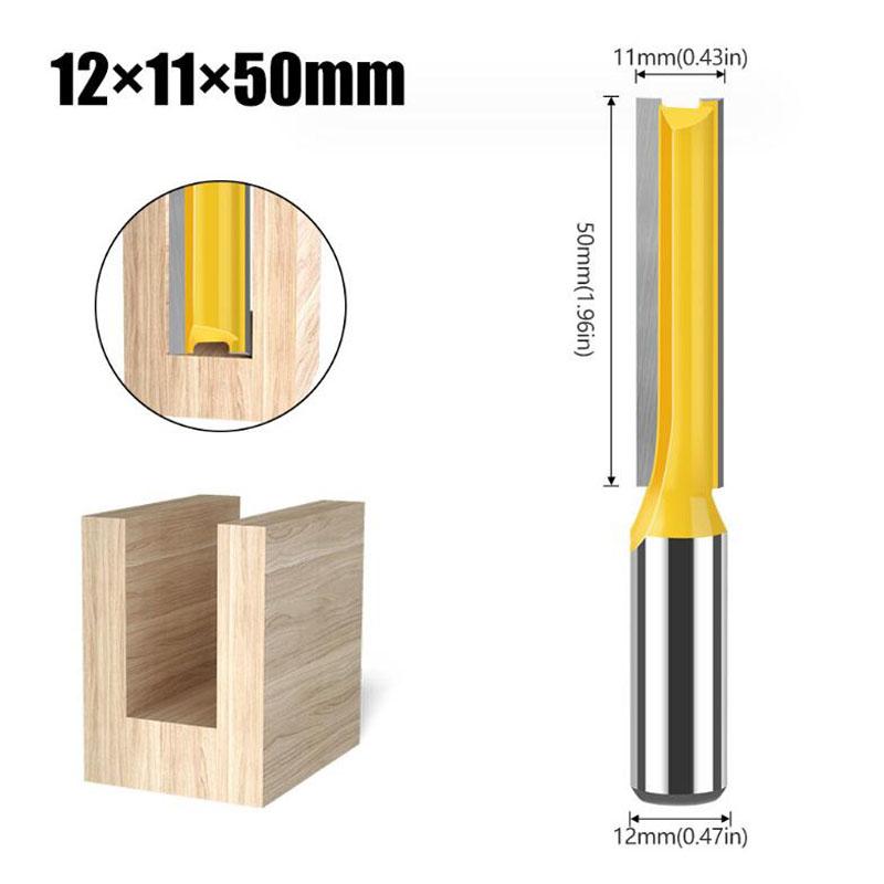 12mm 1/2inch Shank Router Bit Double Flute Long Straight Bits Grooving Bits Trimming Cutter Woodworking Milling Tools