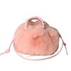 Women's Fashionable Versatile Faux Rabbit Fur Pumpkin Handbag & Crossbody Bag