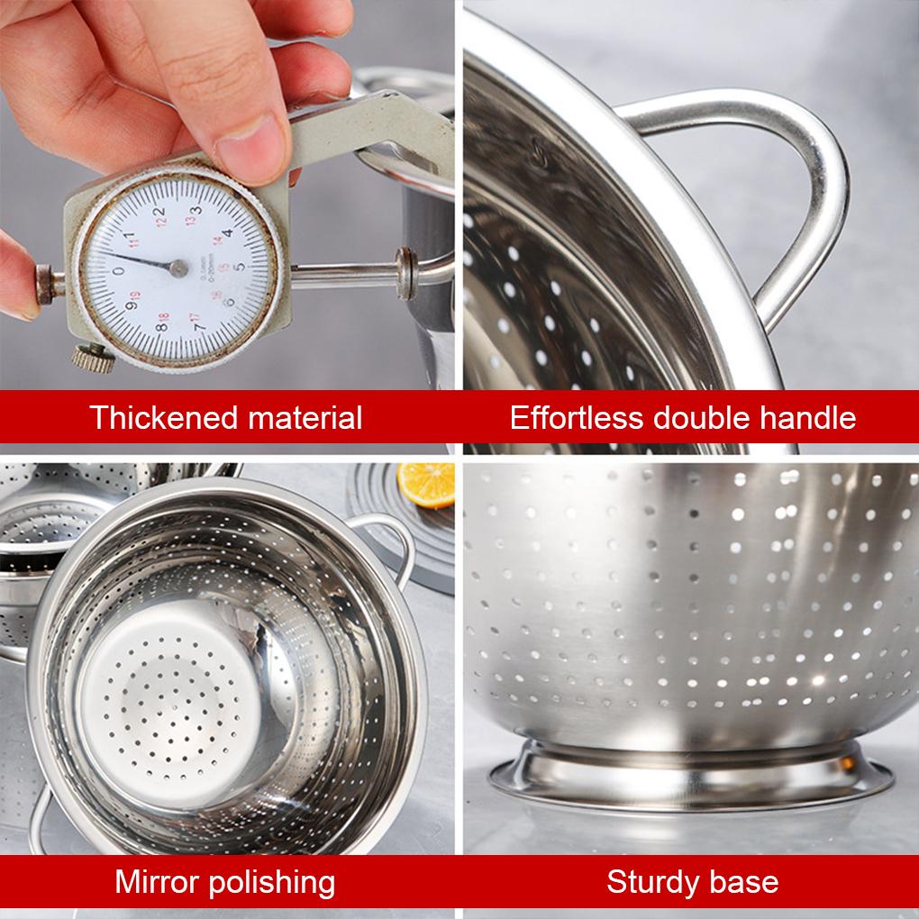 Stainless Steel Kitchen Strainer Large Capacity Colander For Fruit Basket In Kitchen Metal Colander