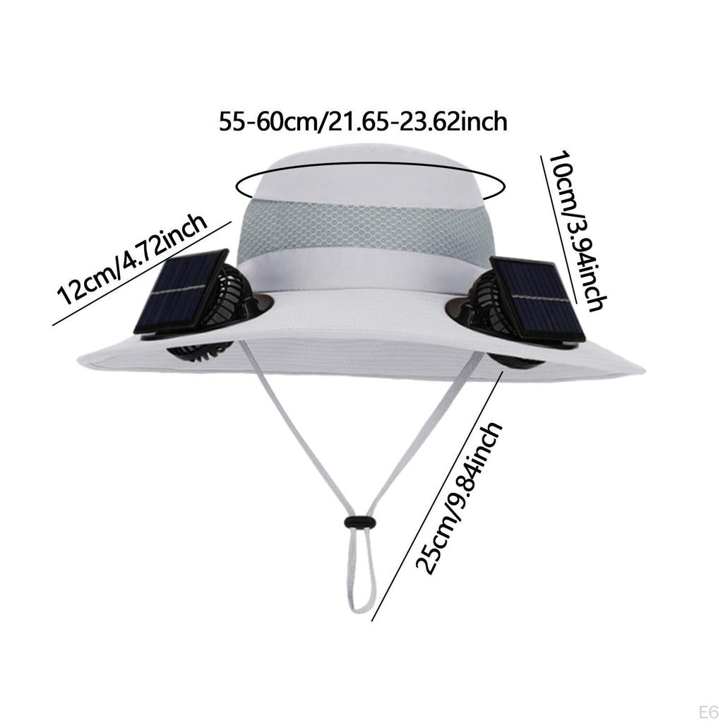 Chapeau Bob Réglable avec Ventilateurs Solaires pour Activités de Plein Air