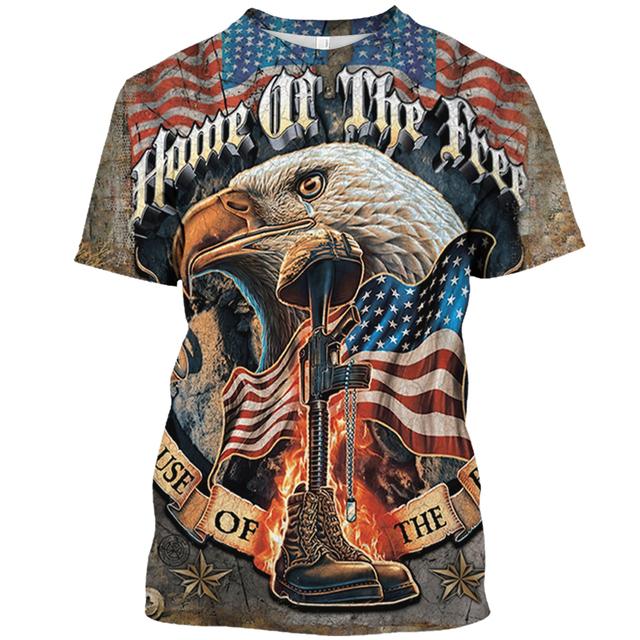

Новая мужская футболка с принтом орла, топы с американским флагом и графическим рисунком, футболки с короткими рукавами, уличная одежда в стиле панк, модная мужская одежда XL слоновая кость