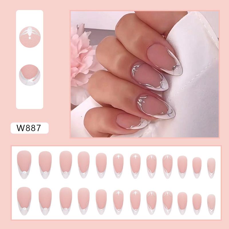 Retro And Elegant Spring And Summer Flower Manicure Fashion European And American Style Almond A Square Nail Piece Finished Product Mixed Batch