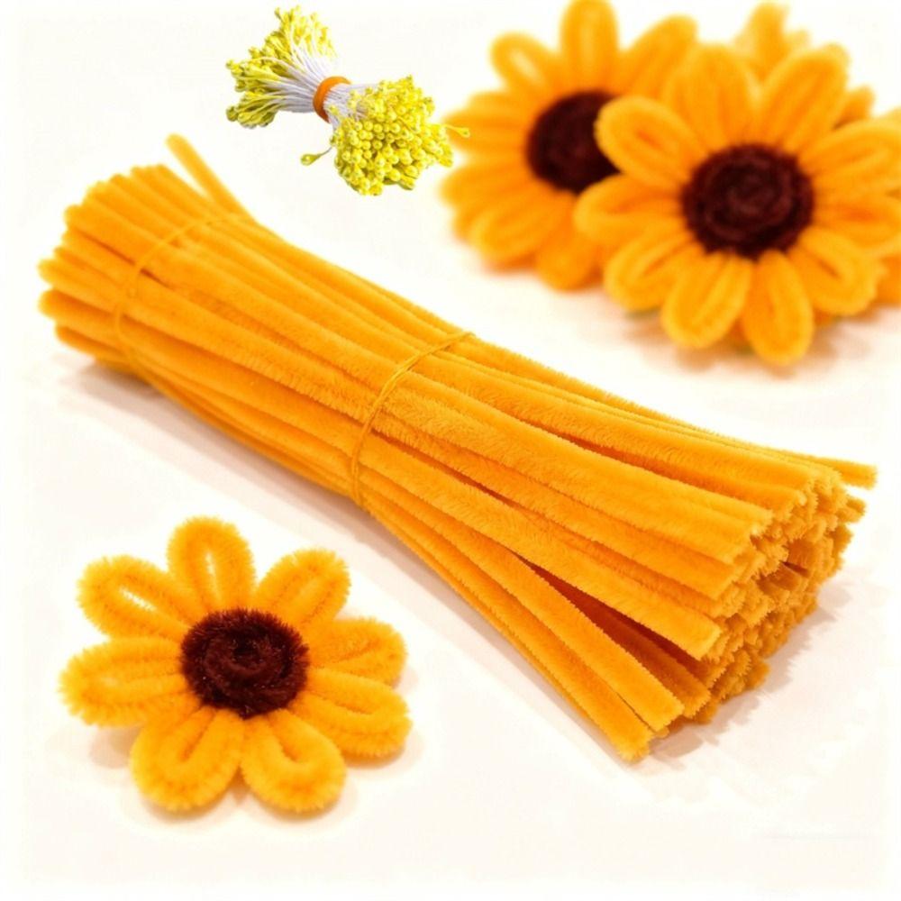 100/300/400 Pezzi Steli in Filo Flessibile di Chenille Bastoncini Peluche per la Realizzazione di Fiori Artificiali