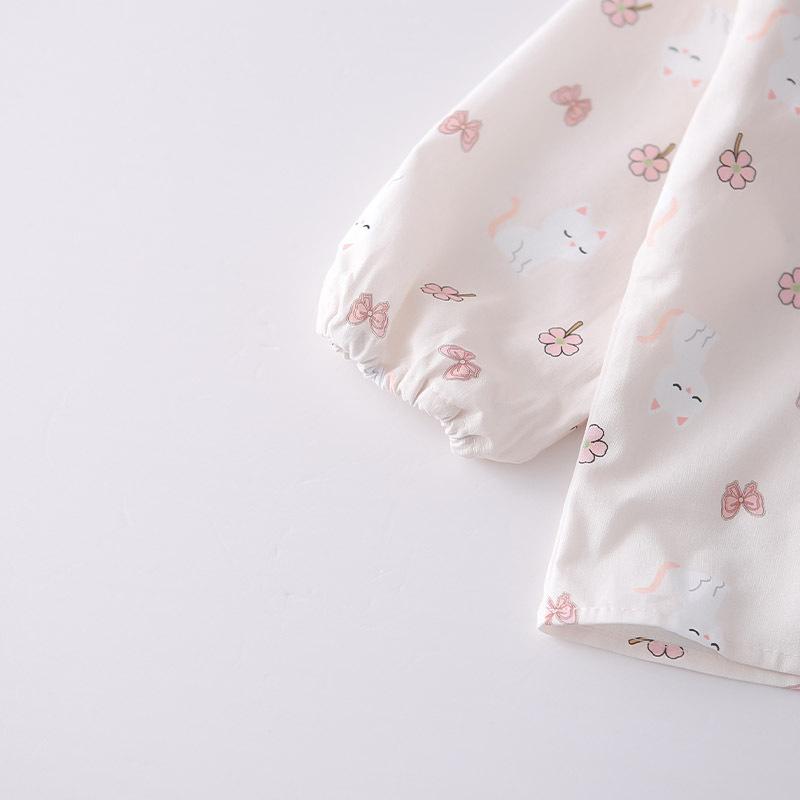 Infant Girls' Floral Cat Lapel Two-Piece Set - Long Sleeve Top & Casual Pants, Spring/Fall 2026