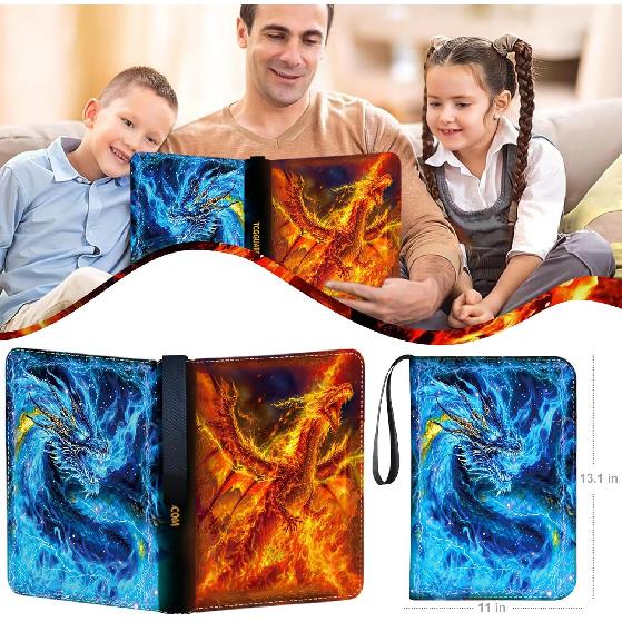 1008 Card Binder 9 Pocket, 3-Ring Trading Card Binder with 56 Page Removable Sleeves, High Storage Waterproof Trading Card Holder Collection Card