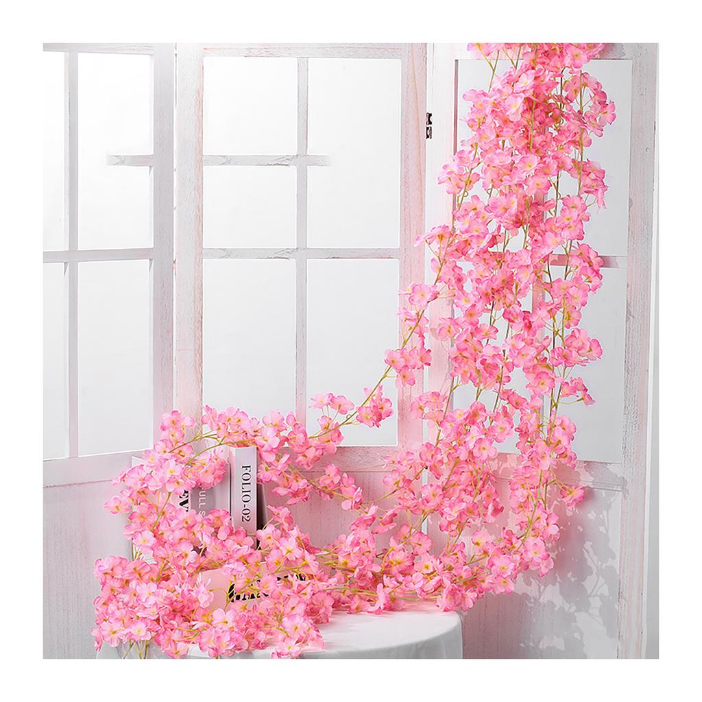Artificial Flower Rattan Single 1.8m 135pcs Flowers Head Vivid Decorative Silk Plastic Hanging Fake