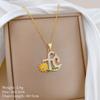 Fashion Zircon Fc Letter Zircon Daisy Pendant Necklace for Women Girls Sweet Stainless Steel Chain Jewelry Accessory Gifts
