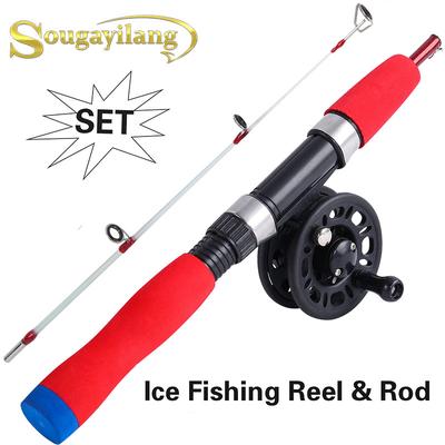Ice Fishing Rod Set and Reel Carbon Fiber Winter Carp Ice Fishing Rod with Spinning Ice Fishing Reel