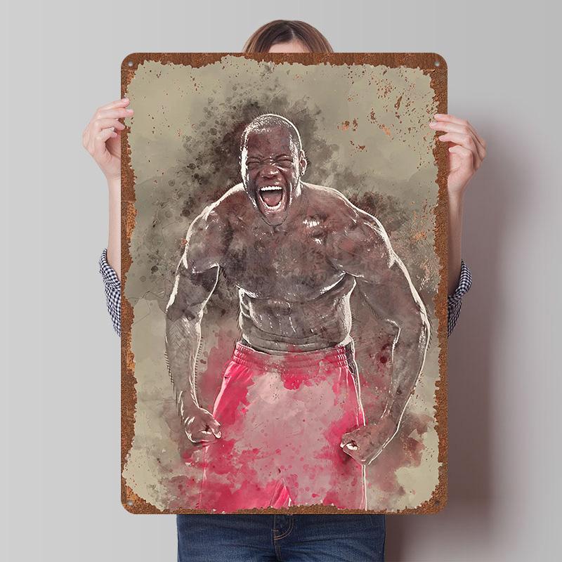 Deontay Wilder Boxer Metal Posters Custom Vintage Metal Signs Wall Art Tin Plaque for Man Cave Bedroom Decorations Home Decor