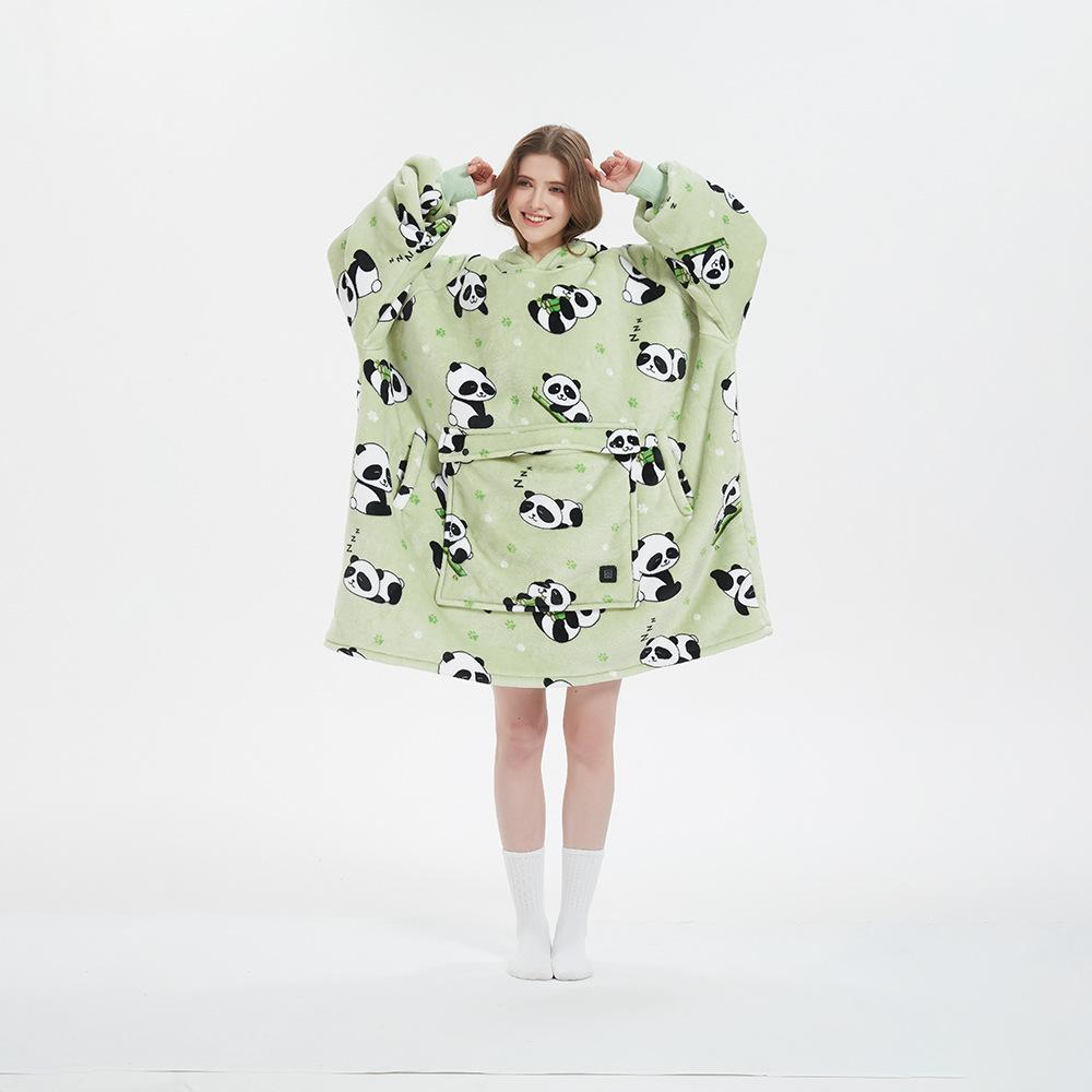 Fashion Warm Blanket for Home Bedroom Casual Heating Hooded Lazy Blanket Thickened Wearable Blanket