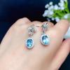 New Swiss Blue Simulated Topaz Long Fashion Earrings for Women