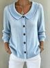 Fall/Winter 2026 Women's Solid Knit Button Cardigan with Long Sleeves