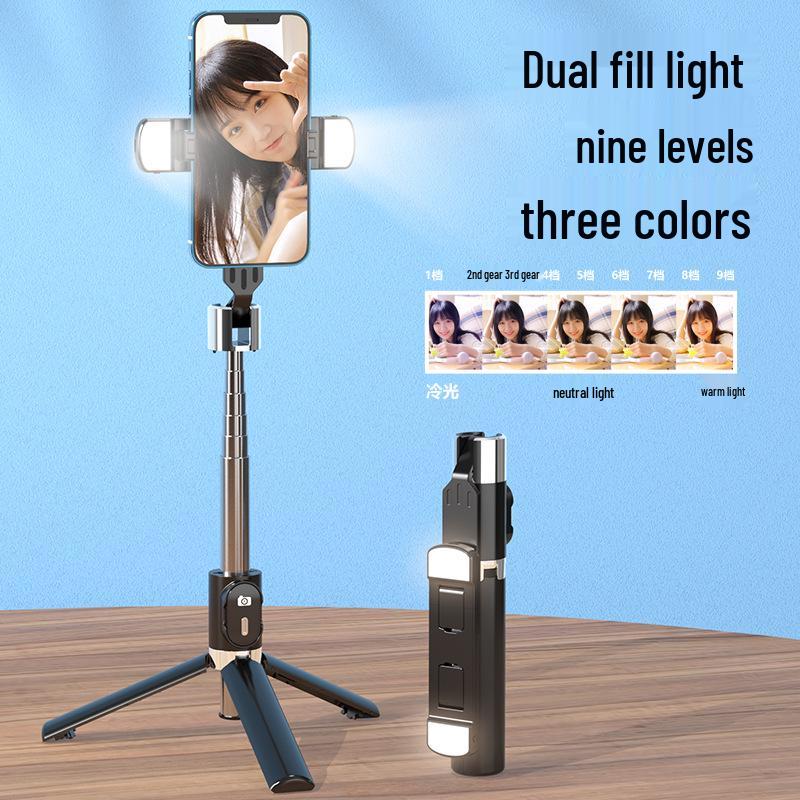Enhanced Non-Slip Selfie Stick Tripod with Dual Fill Lights for Travel and Live Streaming