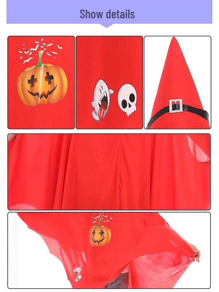 Children's Witch Costume Set: Halloween Cape, Cloak, Hat, and Pumpkin Design