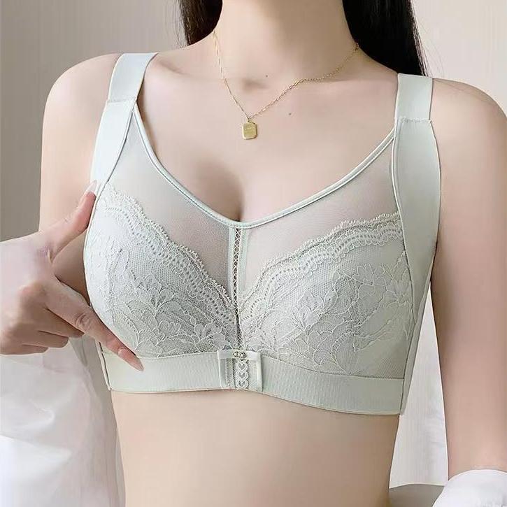 Full-cup Bra Women's Thin Anti-sagging Lace-gathering Bra Large-sized Underwear Push Up Bra