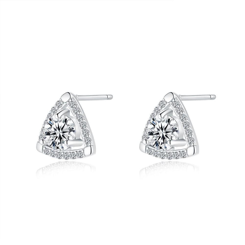 Moissanite Geometric Triangle Stud Earrings in S925 Sterling Silver