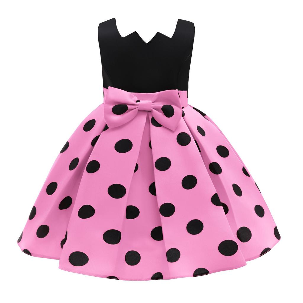 Girls' Vintage Polka Dot Christmas Party Dress - Princess Costume