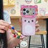 Cute Cartoon Big Bear Head Rilakkuma IMD Phone Case for iPhone 17 17Pro 17Promax 16 15 14 Pro Max 16pro with Bracelet Pendant