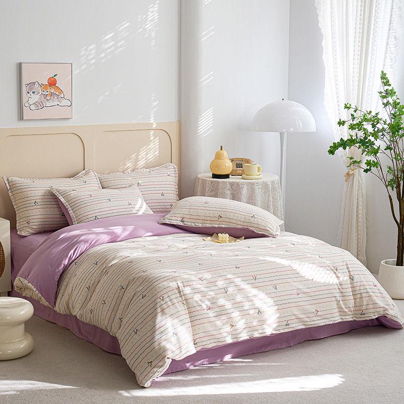 G5Z Doppellagiges Reines Baumwoll-Musselin-Bettwäscheset: Bettbezug, Bettlaken & Kissenbezug - Maschinenwaschbar & Anpassbar