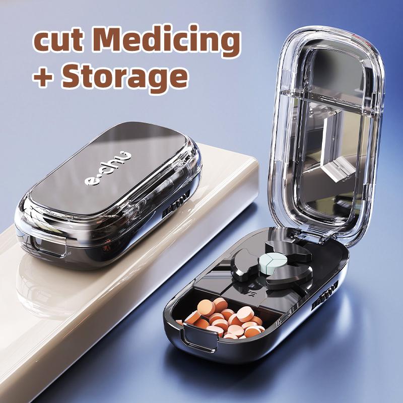 Health Pills Case Quarter Pill Cutter Storage Box Portable Medicine Tablet Medicine Dustproof Divider for Small Pills and Large