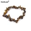 Natural Gemstone Chip Bracelet Amethyst Irregular Stone Beaded Stretch Bangle for Women