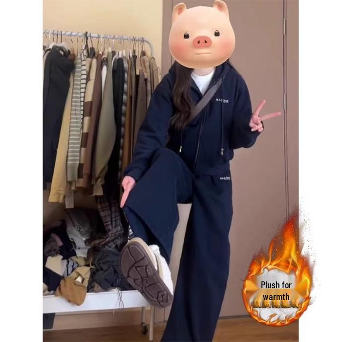 

Jin 300 Plus Size Women s Casual Sports Set: Loose Sweatshirt & Sweatpants, Korean Style 2025 Spring/Autumn Two-Piece. XL (suggested weight 120-160 kg)