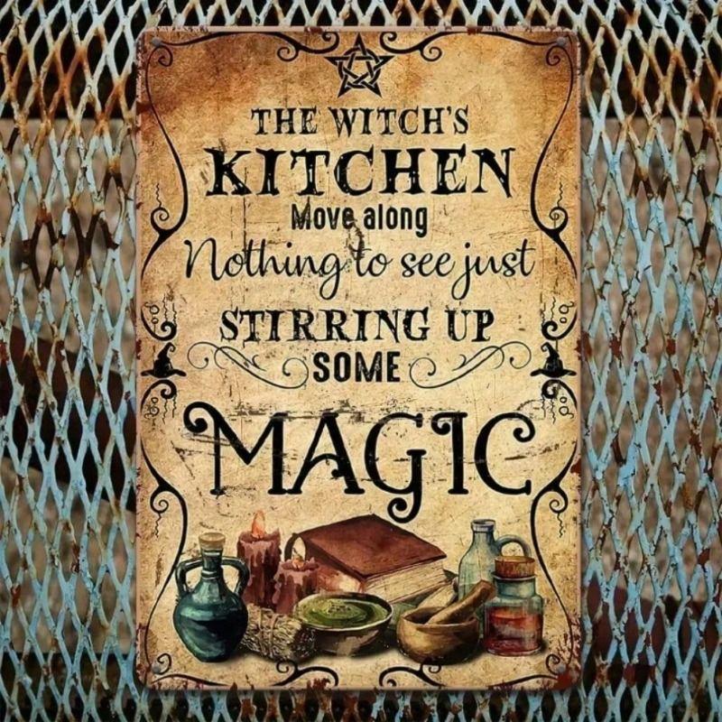 Retro Metal Poster Witch Kitchen Wall Art Decor