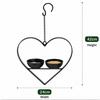 Decorative Heart-Shaped Outdoor Hanging Bird Feeder with Two Bowls
