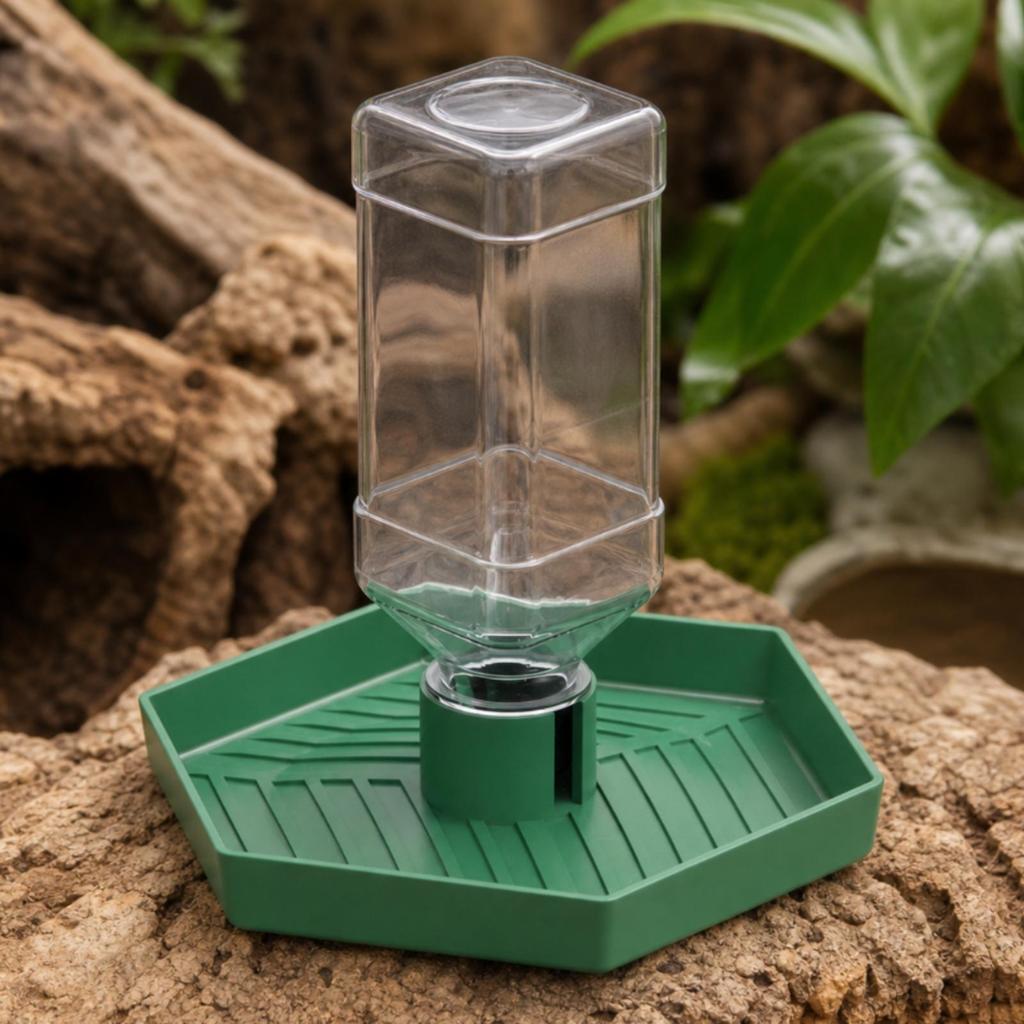Automatic Reptile Water Dispenser | Low-Profile Base Design, Ribbed Interior