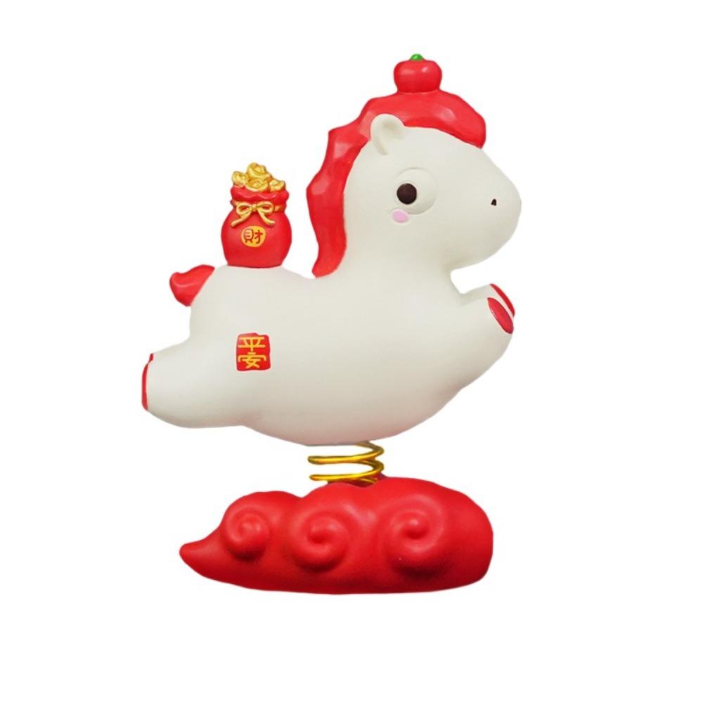 

Cartoon Horse Spring ornament Pony Shape Horse Mascot Car Accessories Zodiac Pony Ornaments Office Style A