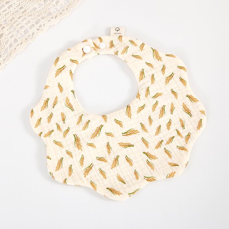 Korean 6-Layer Cotton Gauze Petal Bib: 360° Anti-Spit-Up Newborn Drool Towel.