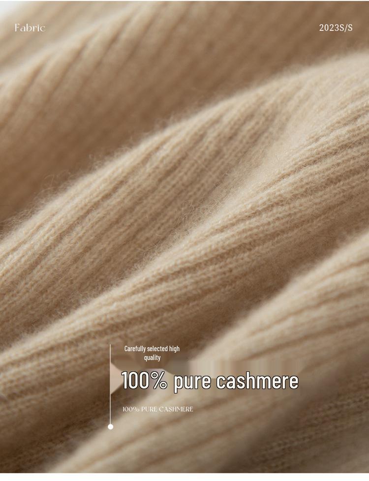 Women's Slim Fit Cashmere Ribbed Camisole - Autumn/Winter Round Neck Knit