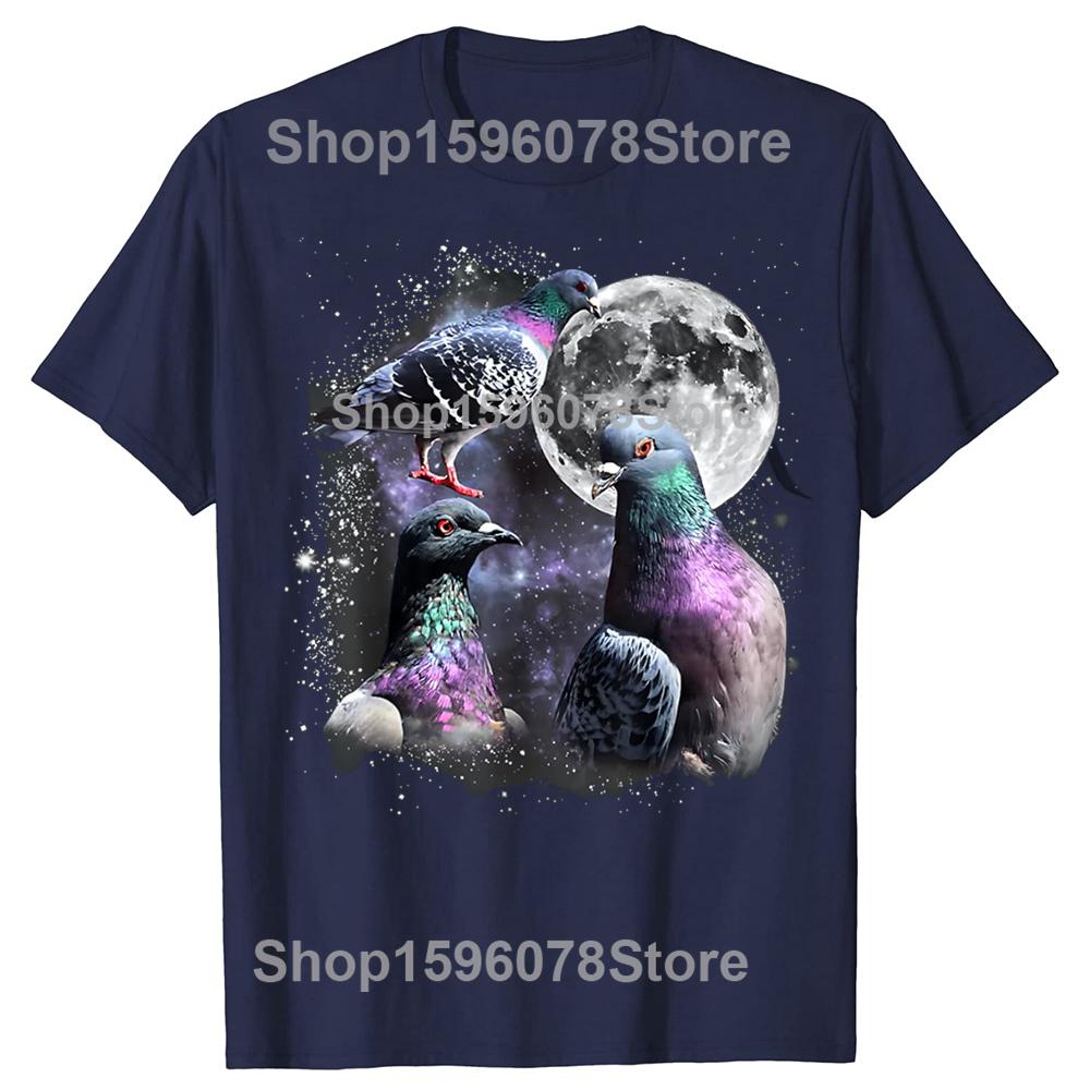 Funny Three Pigeon Moon Meme TShirt TShirt Summer Men Clothing Fashion T Shirts Cotton Short Sleeve Oversized Tshirt Tops