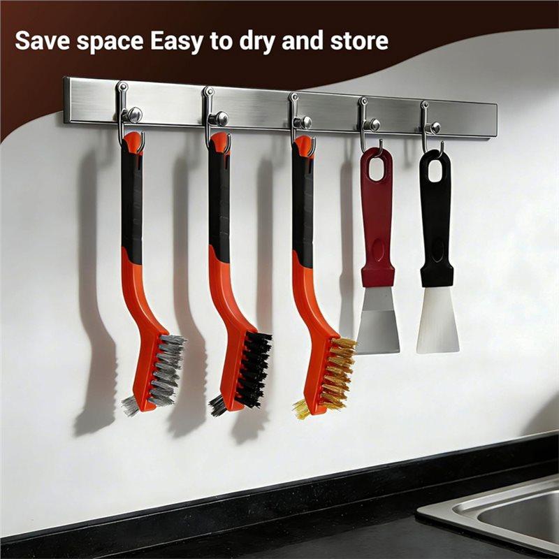 A25F-3Set Wire Brush Cleaning Kit,Stainless Steel Scraper Brushes With Scraper Blades, Used For Rust Removal And Dust Removal